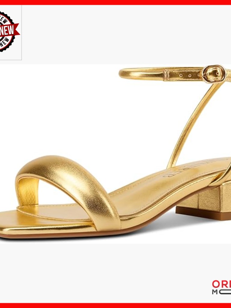 Chunky Block Heel Sandals, Ankle Strap Buckle, 1.4 Inch Low Heel, Open Toe